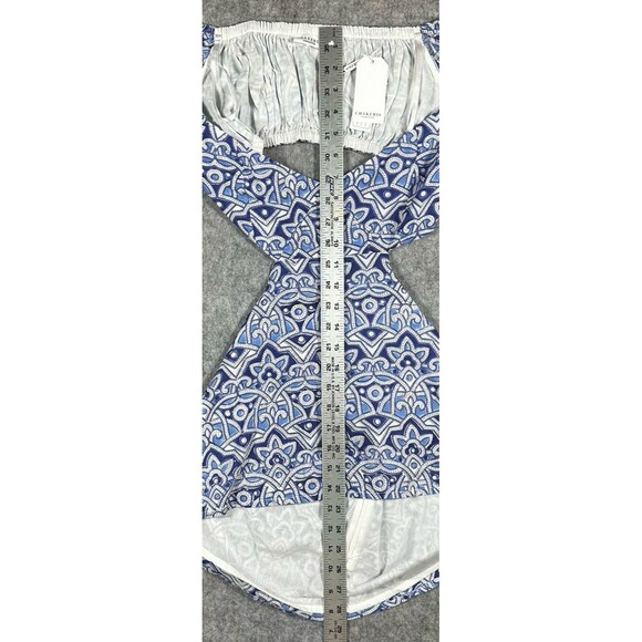 Chakeris Charleston Off The Shoulder Blouse Women’s M Blue Geometric Cut Out NWT - Picture 6 of 10